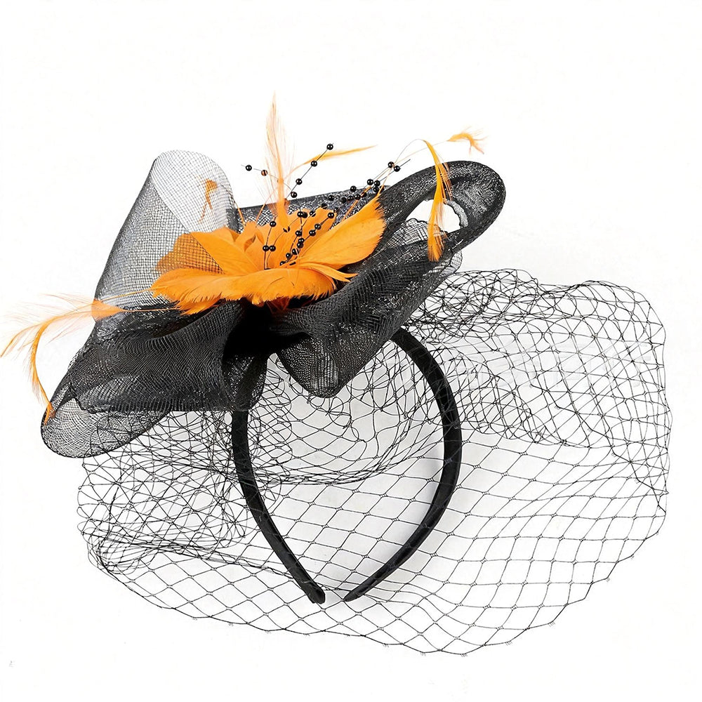 Héloïse Vintage Veil Flower Feather Headpiece