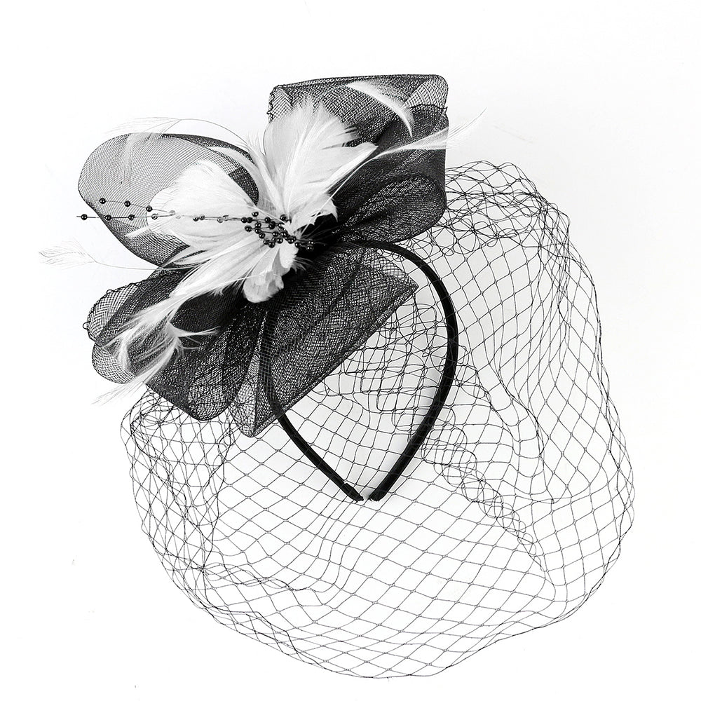 Héloïse Vintage Veil Flower Feather Headpiece