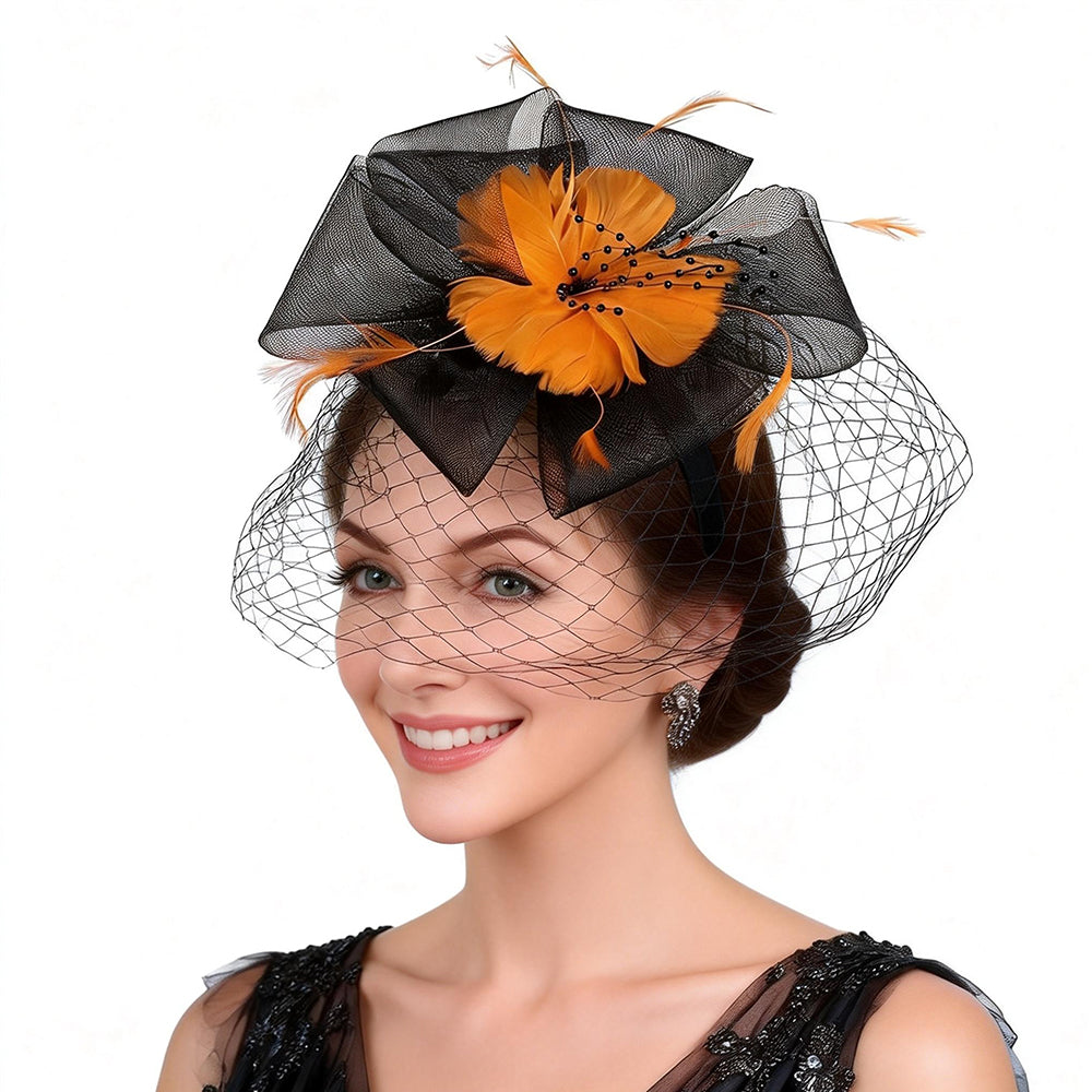 Héloïse Vintage Veil Flower Feather Headpiece