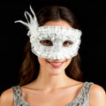 Héloïse White Lace & Pearl Venetian Masquerade Mask