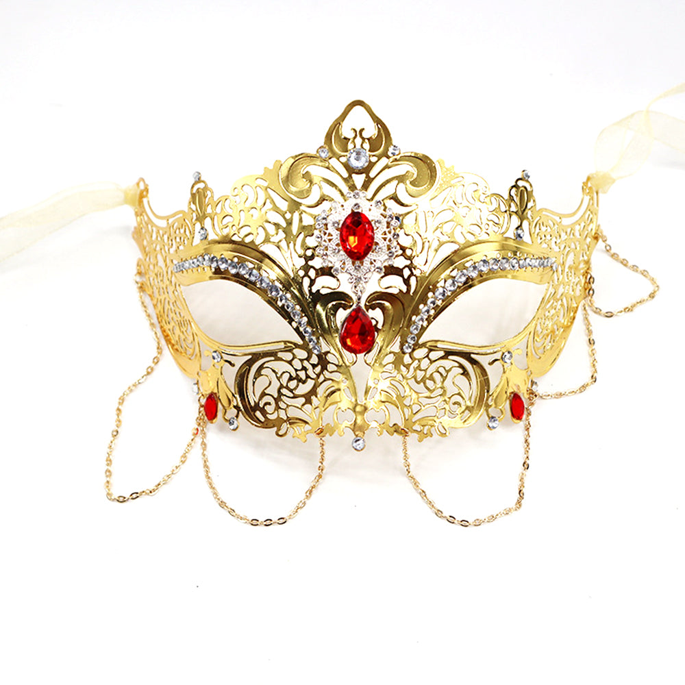 Regina Royale Venetian Masquerade Mask with Ruby Crystals
