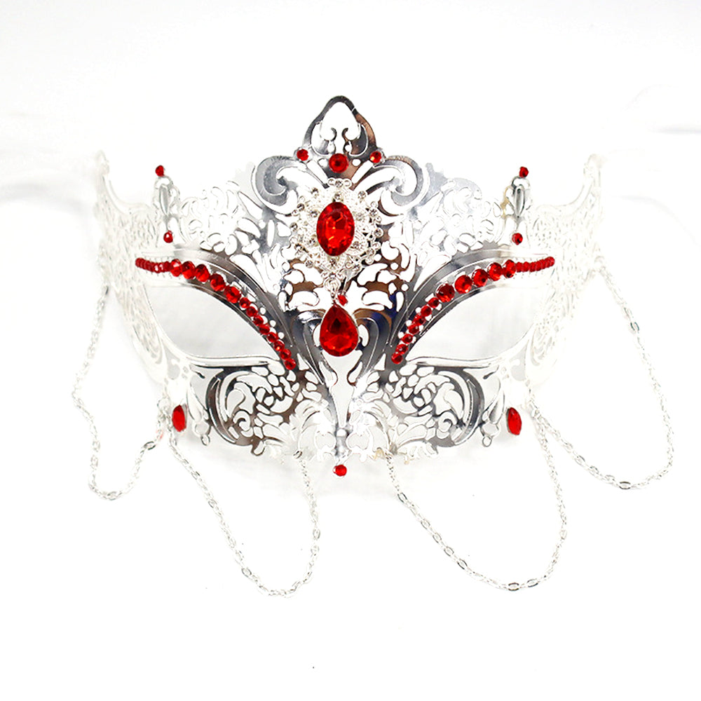 Regina Royale Venetian Masquerade Mask with Ruby Crystals