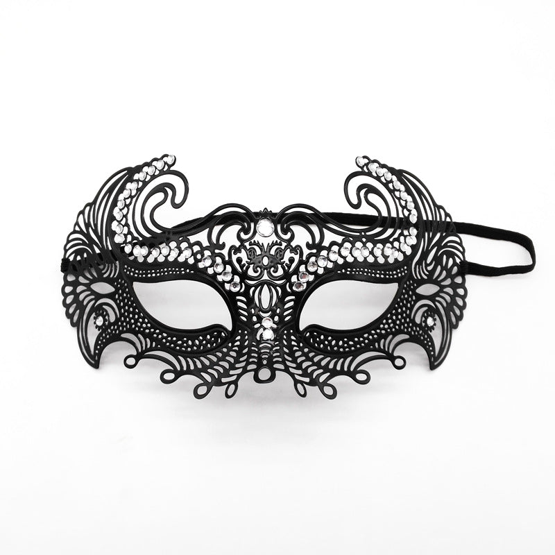 Regina Black Crystal Filigree Venetian Mask