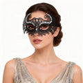 Regina Black Crystal Filigree Venetian Mask