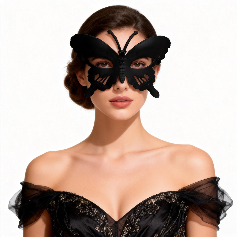 Héloïse Black Butterfly Wing Venetian Masquerade Mask
