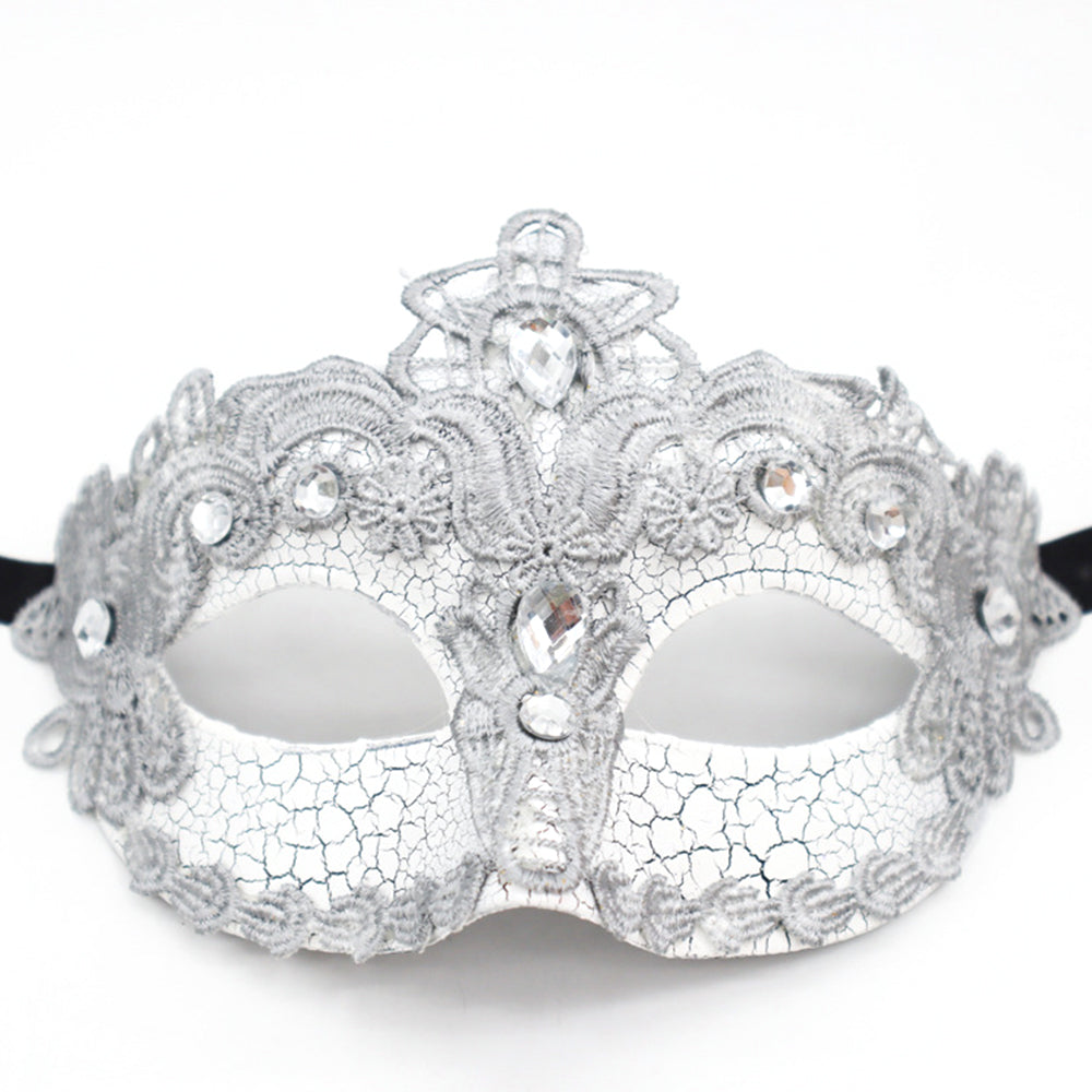 Héloïse Silver Lace Crystal Venetian Masquerade Mask