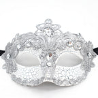 Héloïse Silver Lace Crystal Venetian Masquerade Mask