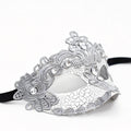Héloïse Silver Lace Crystal Venetian Masquerade Mask