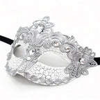 Héloïse Silver Lace Crystal Venetian Masquerade Mask
