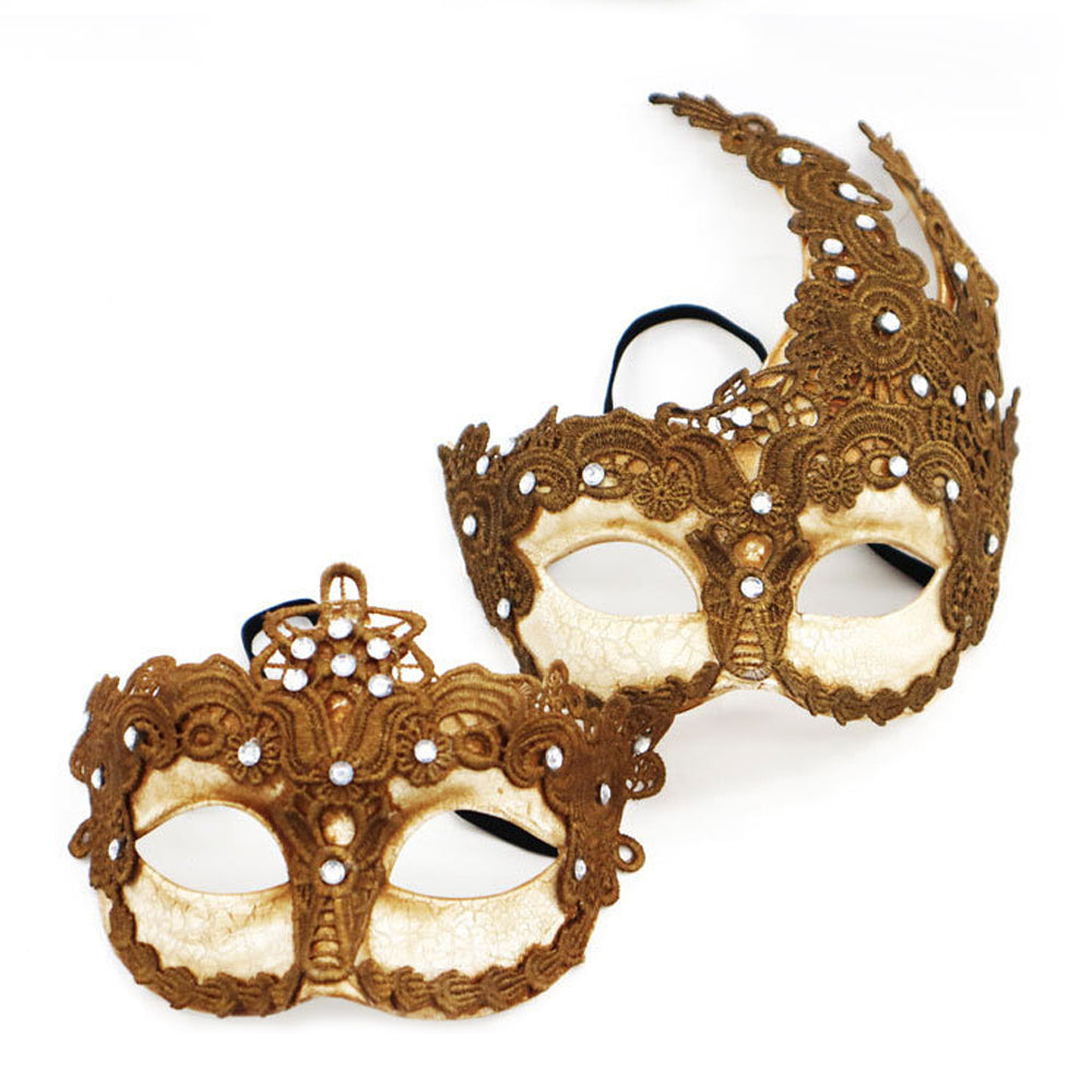 Héloïse Gold Regal Lace Venetian Couple Masquerade Mask