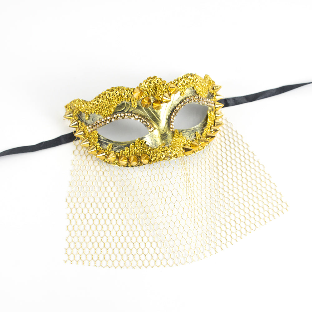 Regina Gold Mesh Veiled Mask