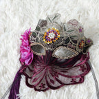 Marie Lace Embroidered Floral Veil Masquerade Mask with Tassel