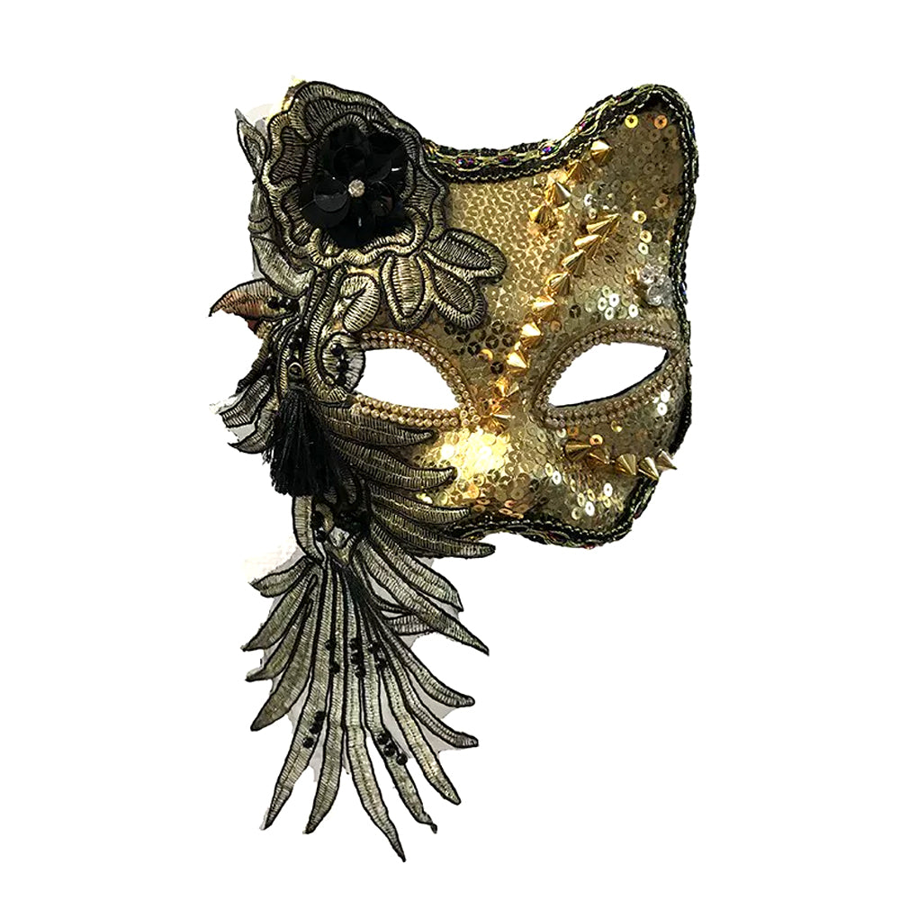 Héloïse Black Lace Gold Gothic Masquerade Mask