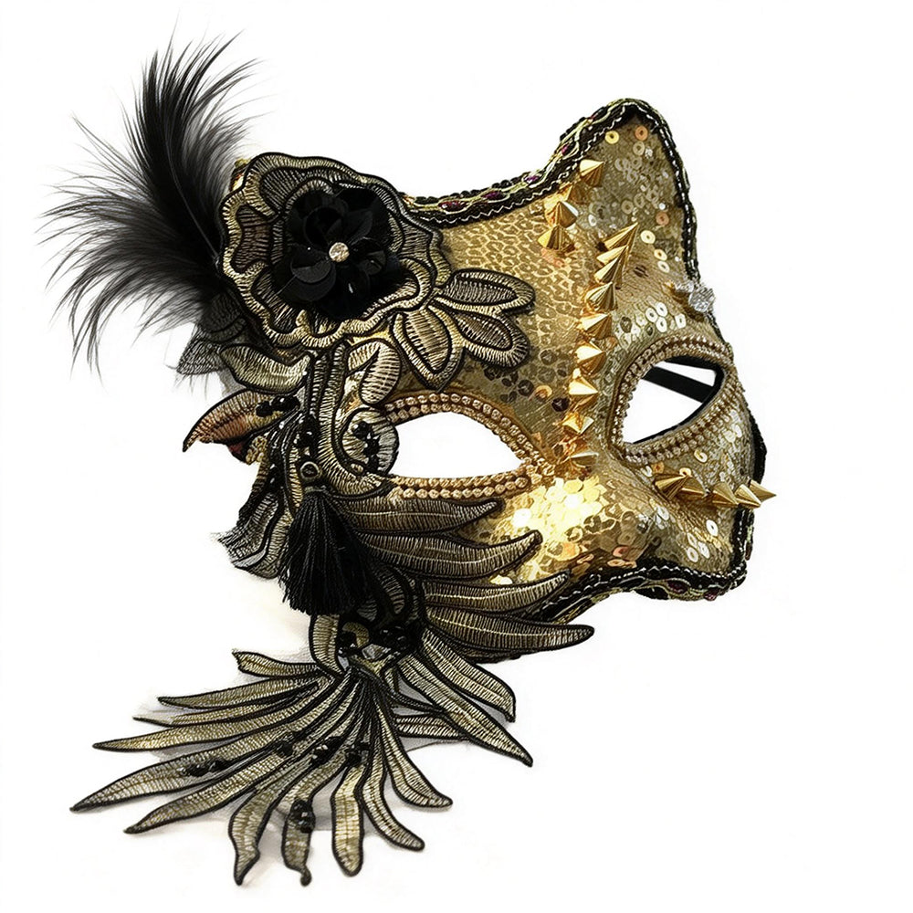 Héloïse Black Lace Gold Gothic Masquerade Mask
