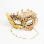 Héloïse Rose Gilded Lace Feather Mask