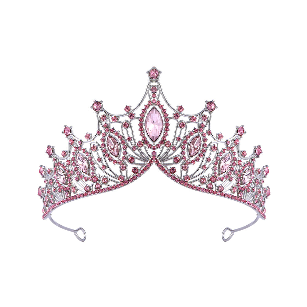 Kelly Pink Queen Crown Headpiece with Diamond Accents