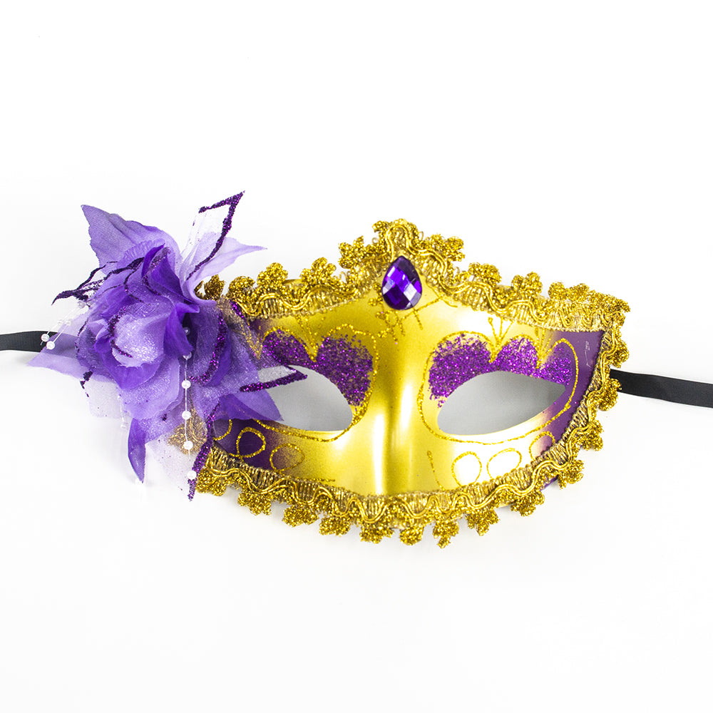 Regina Gold & Purple Venetian  Masquerade Mask