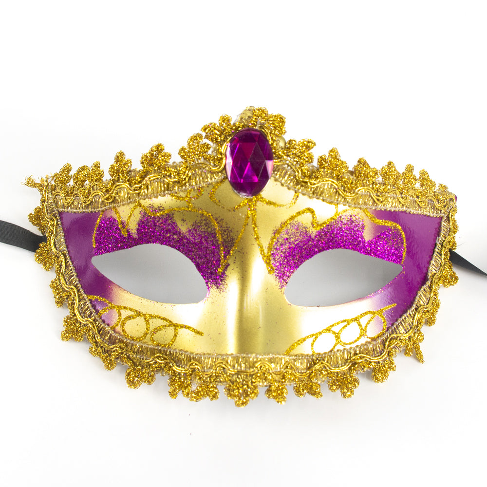 Regina Gold & Purple Venetian Masquerade Eye Mask – Classic Regal Style