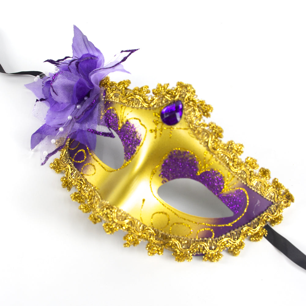 Regina Gold & Purple Venetian  Masquerade Mask