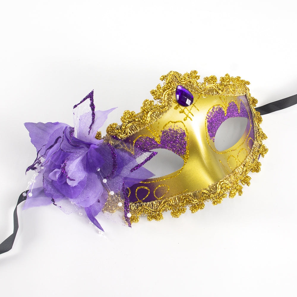 Regina Gold & Purple Venetian  Masquerade Mask