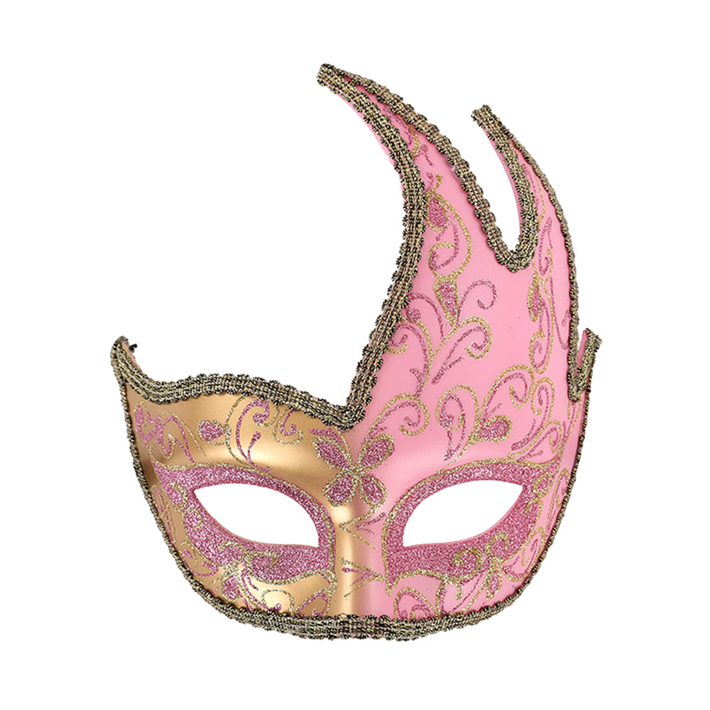 Kelly Pink Flame-Shaped Venetian Masquerade Mask
