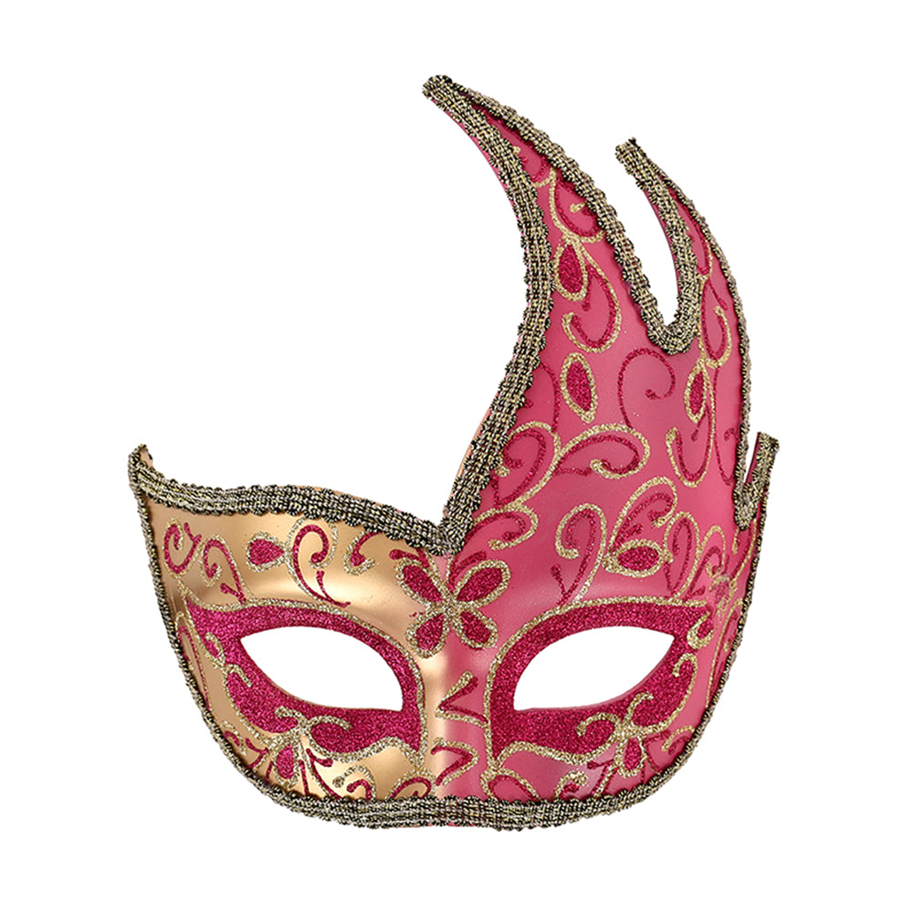 Kelly Pink Flame-Shaped Venetian Masquerade Mask