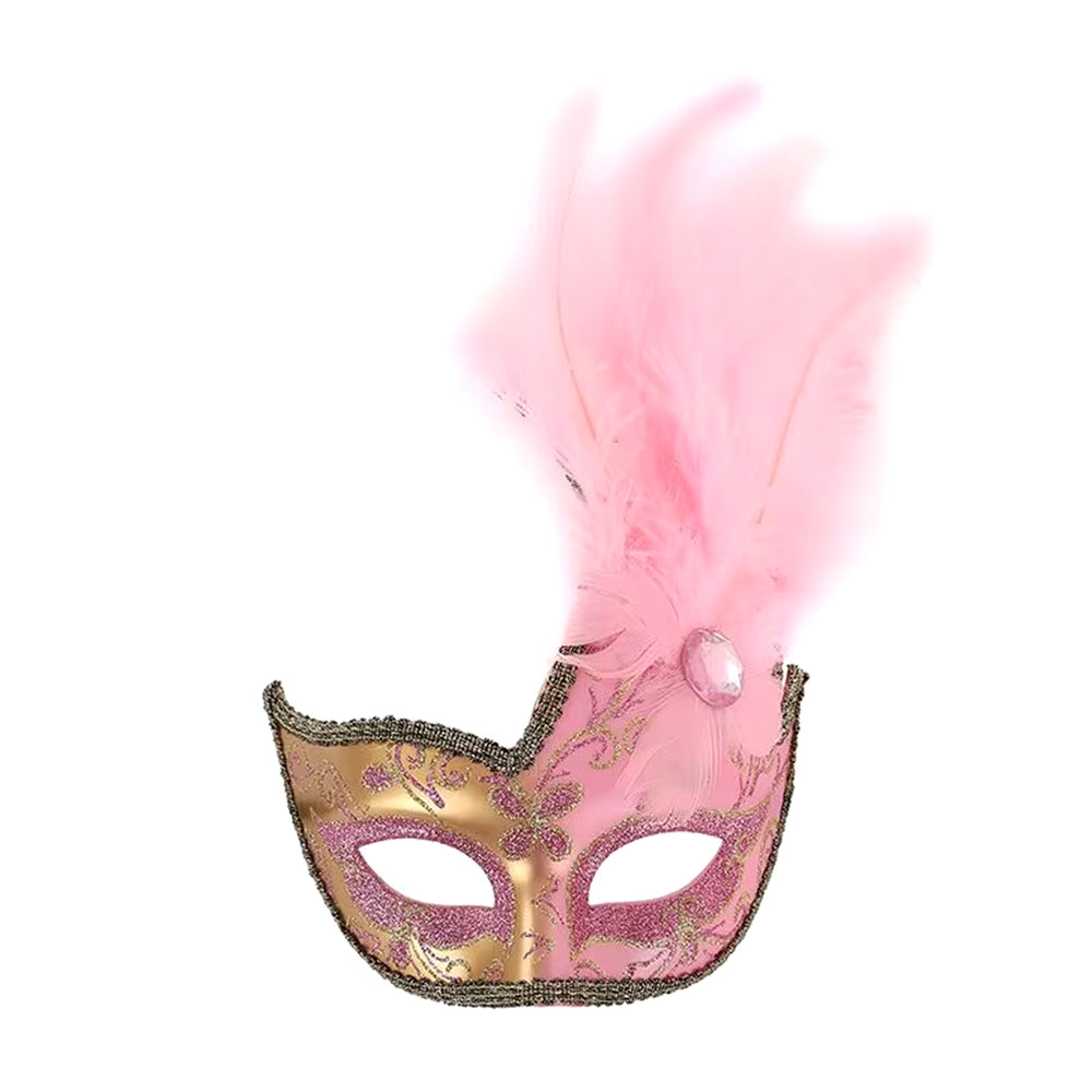 Giulia Baroque Feather Plume Masquerade Mask with Ornamental Detailing
