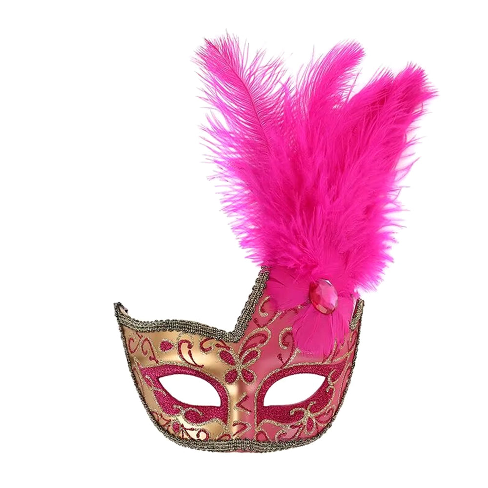 Giulia Baroque Feather Plume Masquerade Mask with Ornamental Detailing
