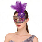 Giulia Baroque Feather Plume Masquerade Mask with Ornamental Detailing