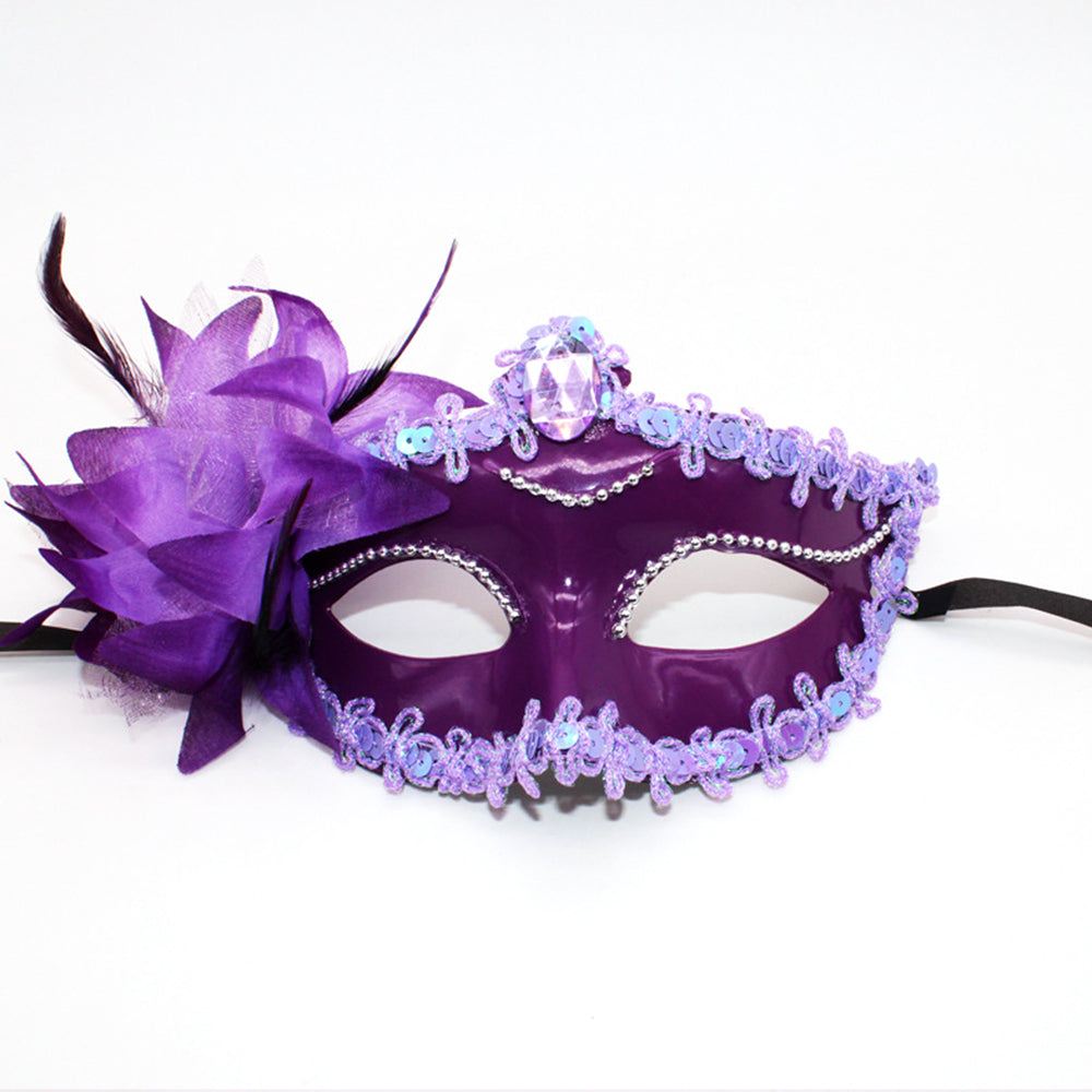 Regina Floral Feather Venetian Masquerade Mask