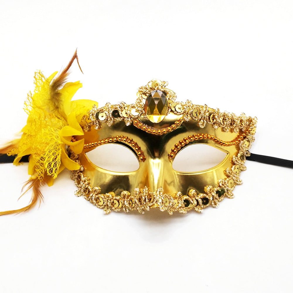Regina Floral Feather Venetian Masquerade Mask