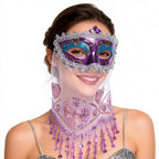 Héloïse Purple Masquerade Mask with Lace Veil – Romantic Carnival Style