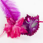 Giulia Purple Feathered Venetian Masquerade Eye Mask – Elegant Carnival Style