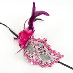 Héloïse  Lace Venetian Masquerade Mask with Feather & Flower Accent