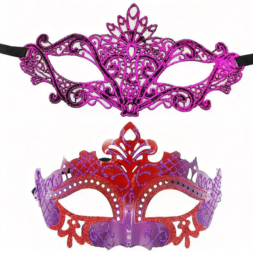 KELLY PINK Venetian Filigree Crown Couple Mask Set