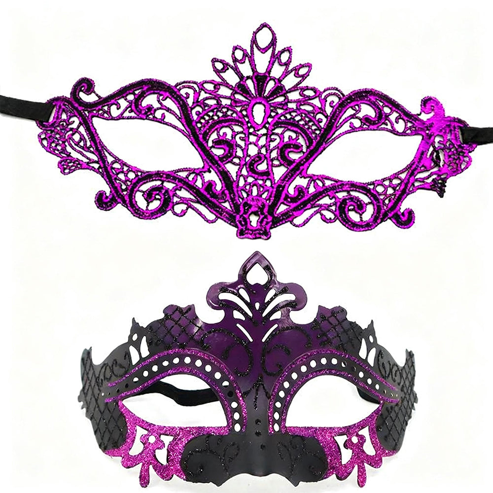 KELLY PINK Venetian Filigree Crown Couple Mask Set