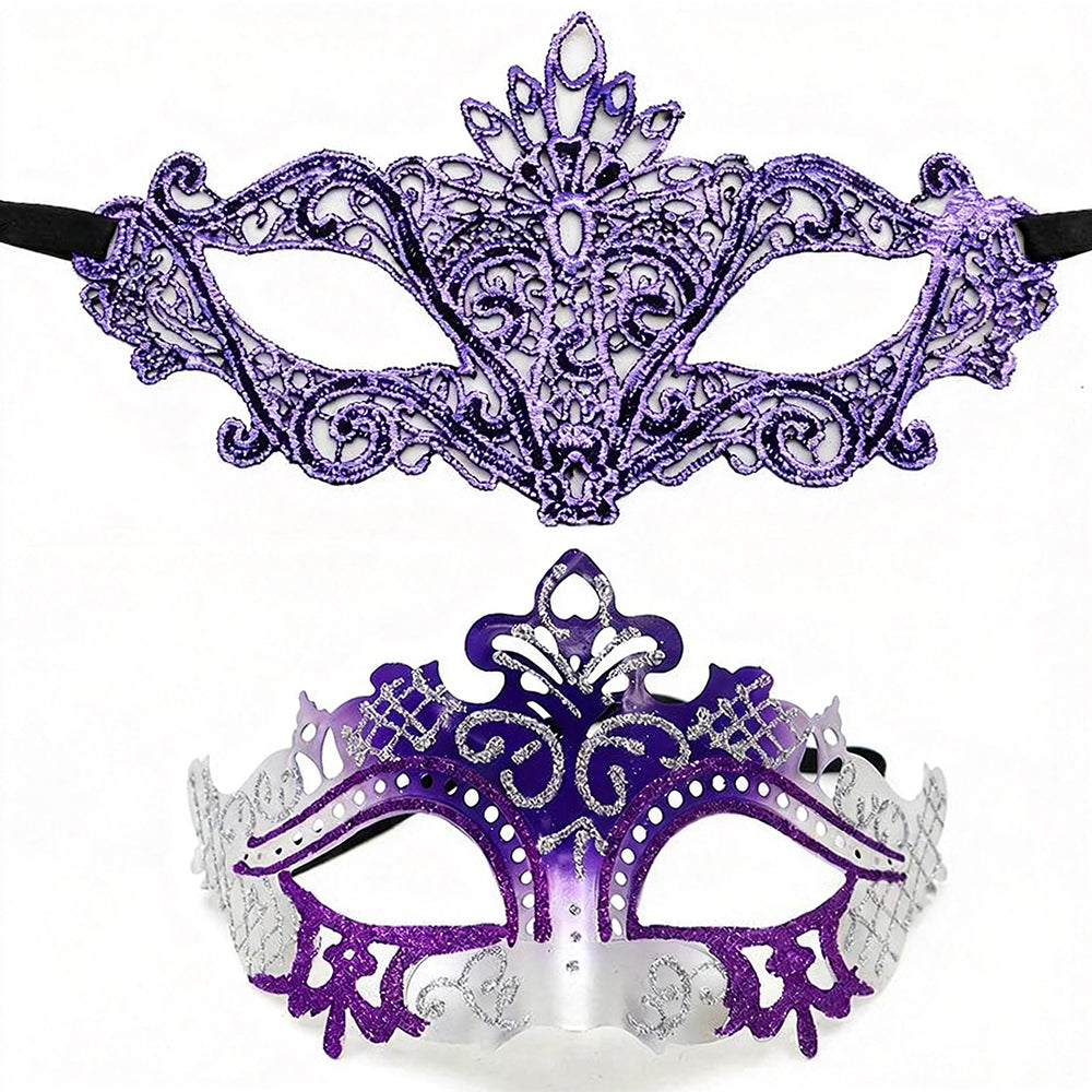 KELLY PINK Venetian Filigree Crown Couple Mask Set