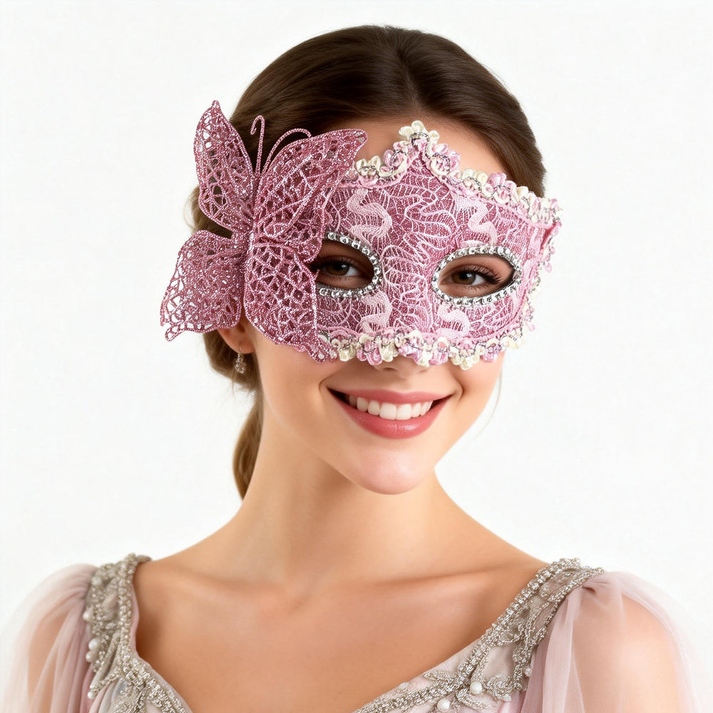 KELLY PINK Lace Butterfly Venetian Masquerade Mask – Romantic Handmade Style
