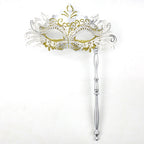 Regina Ornate Handheld Venetian Mask – Regal Baroque Elegance Style