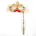 Regina Ornate Handheld Venetian Mask – Regal Baroque Elegance Style
