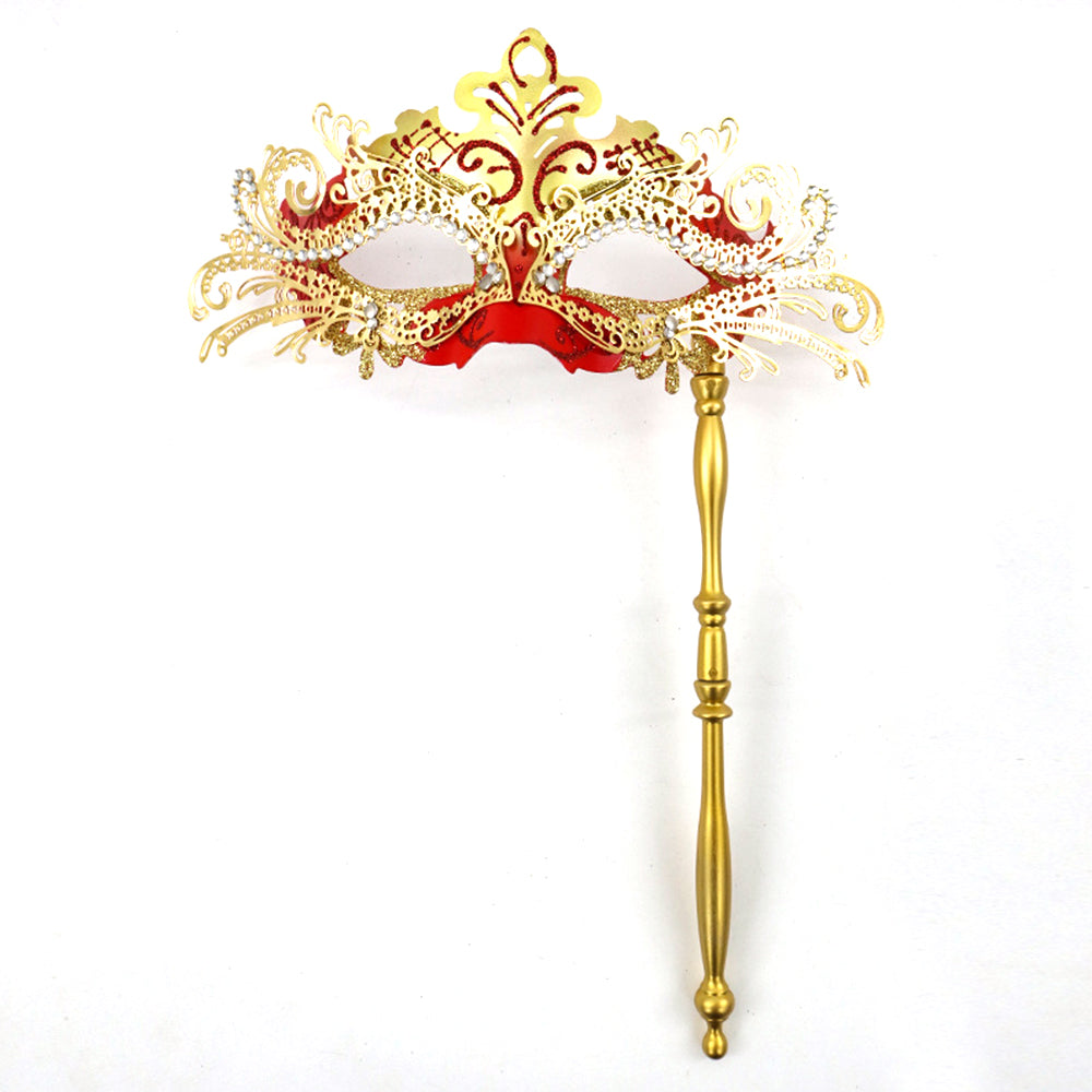 Regina Ornate Handheld Venetian Mask – Regal Baroque Elegance Style