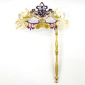 Regina Ornate Handheld Venetian Mask – Regal Baroque Elegance Style
