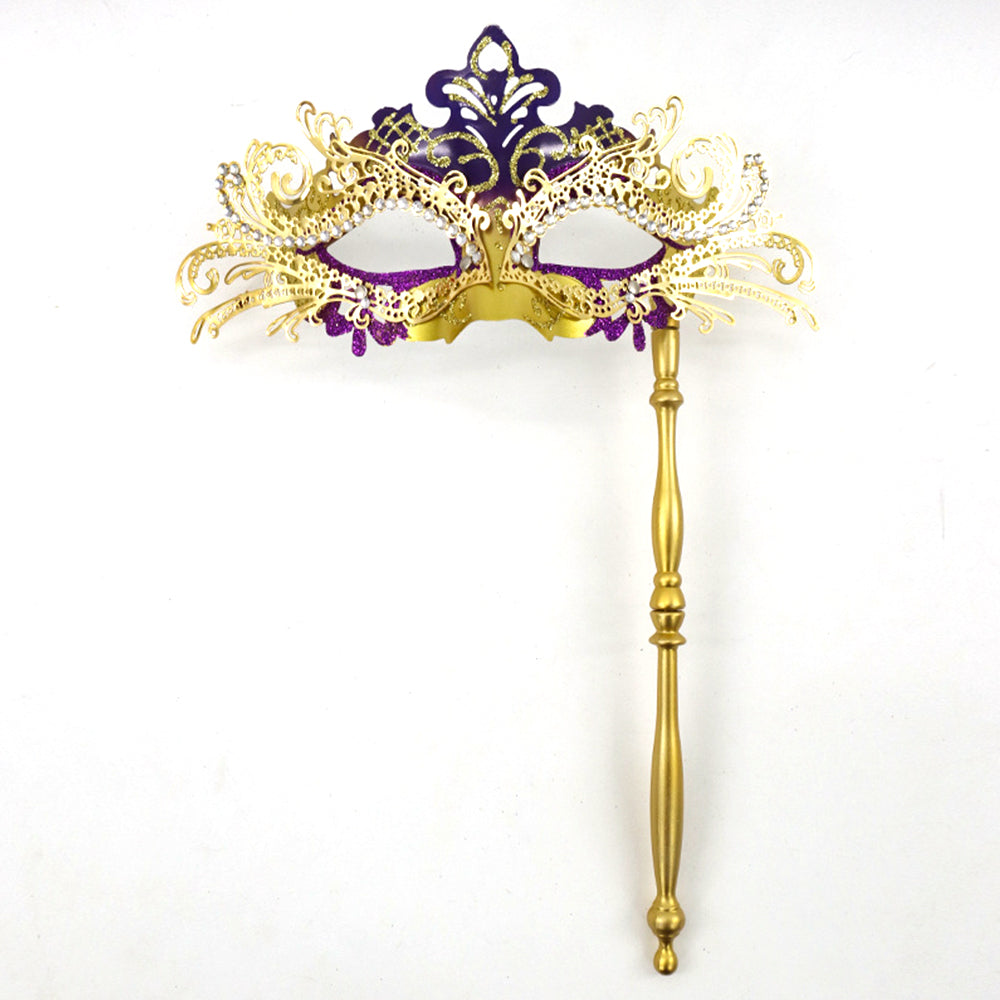 Regina Ornate Handheld Venetian Mask – Regal Baroque Elegance Style