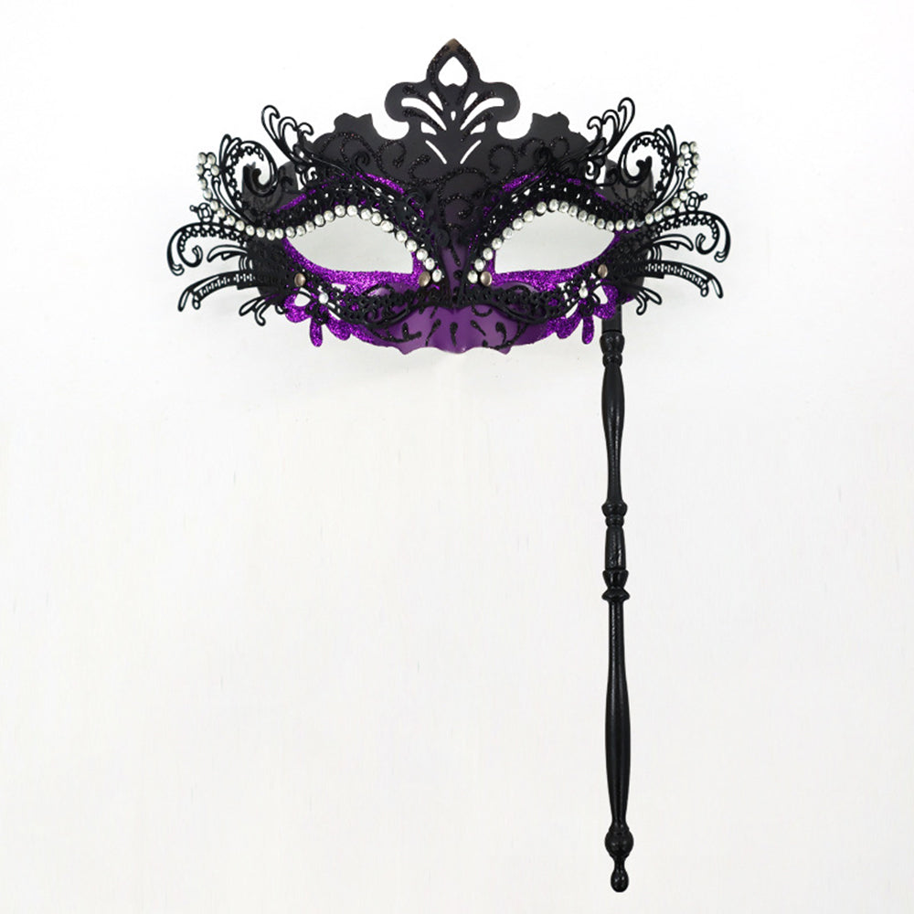 Regina Ornate Handheld Venetian Mask – Regal Baroque Elegance Style
