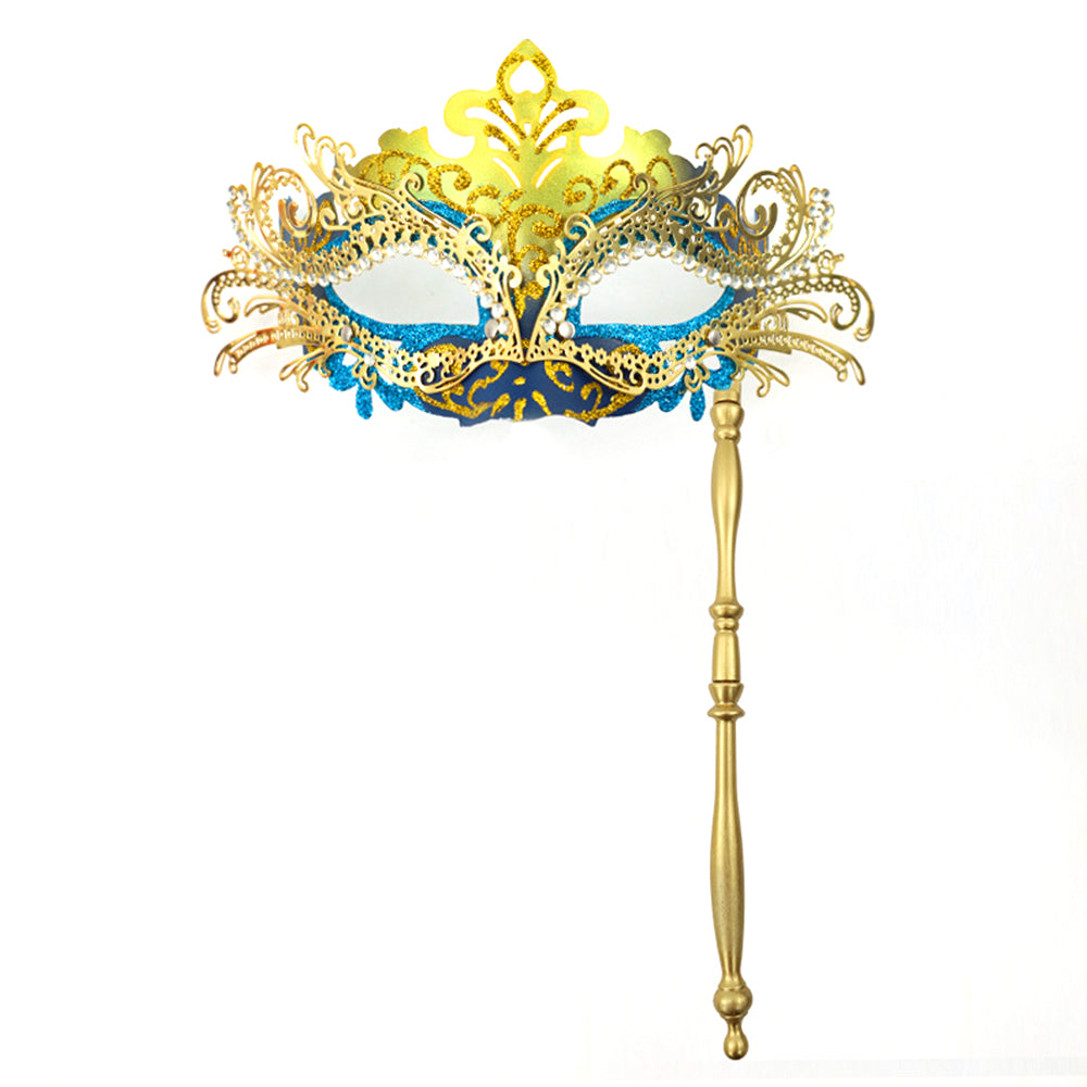 Regina Ornate Handheld Venetian Mask – Regal Baroque Elegance Style