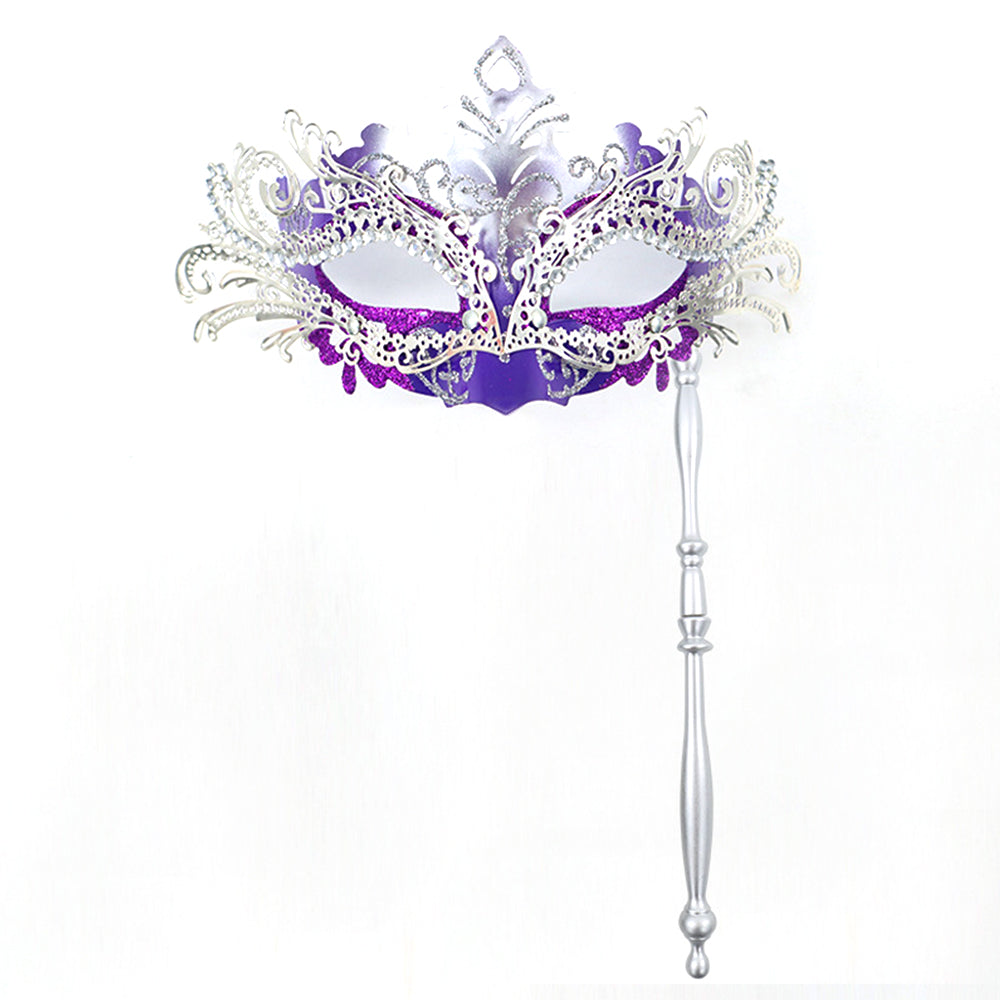 Regina Ornate Handheld Venetian Mask – Regal Baroque Elegance Style
