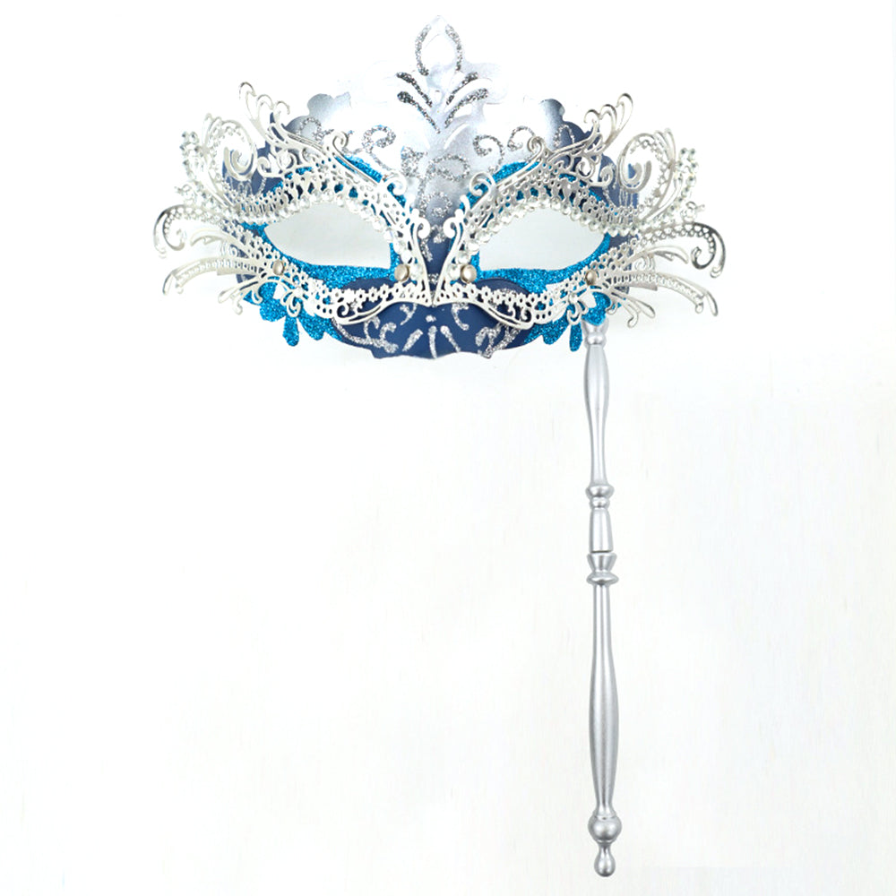 Regina Ornate Handheld Venetian Mask – Regal Baroque Elegance Style