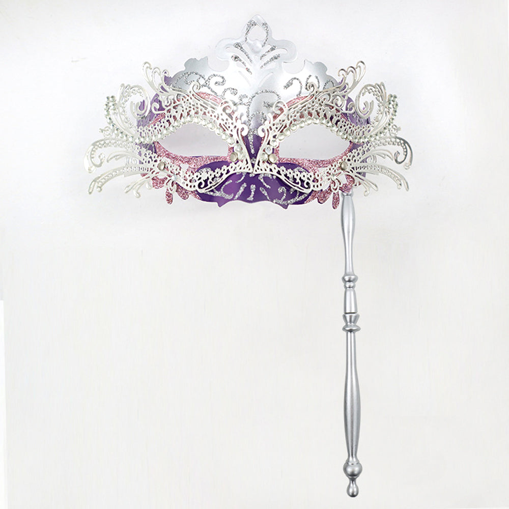 Regina Ornate Handheld Venetian Mask – Regal Baroque Elegance Style