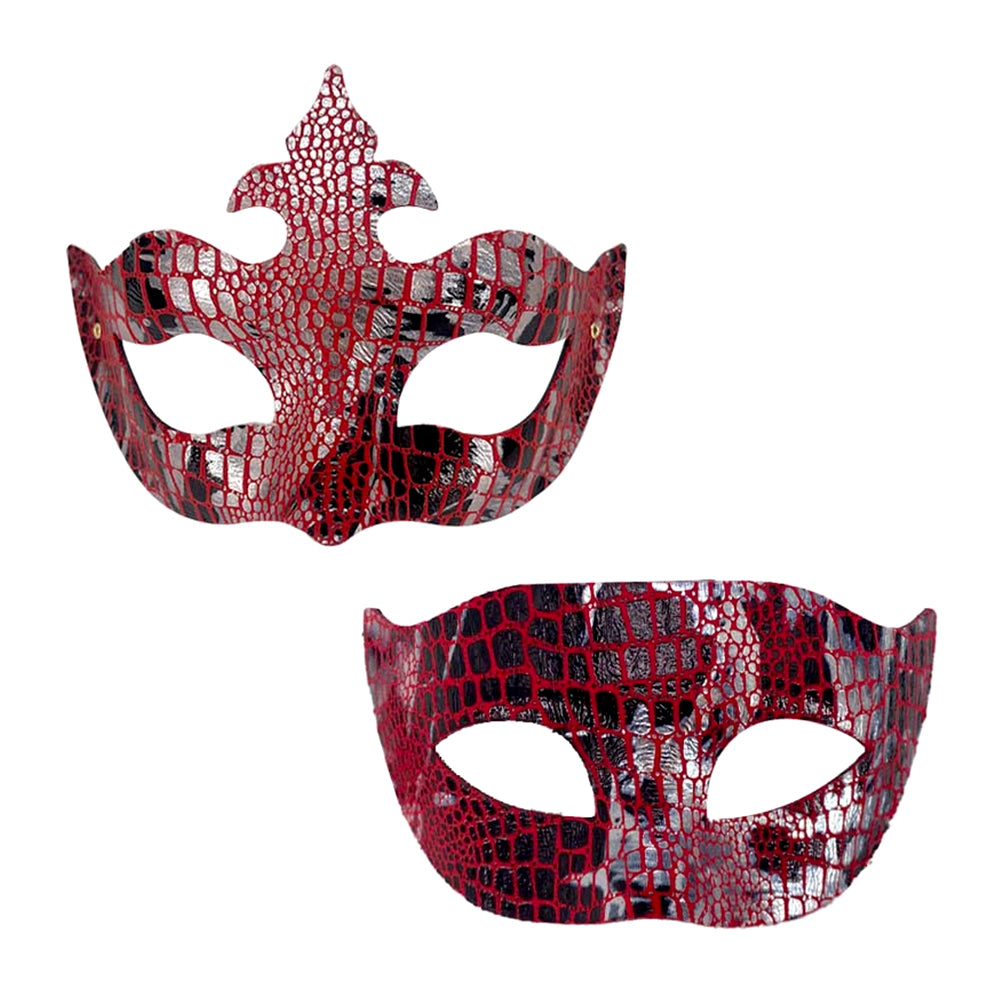 Kelly Pink Textured Metallic Venetian Couple Mask