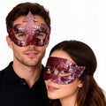 Kelly Pink Textured Metallic Venetian Couple Mask